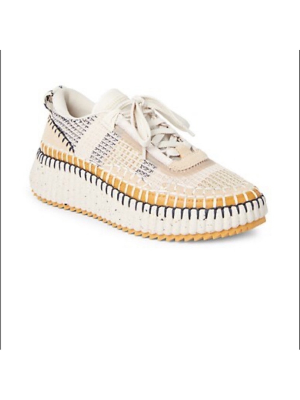 Chloé Beige Nama Woven Platform Low Top Sneakers Shoes Size EU:42 US:10 NWOB - Picture 5 of 16